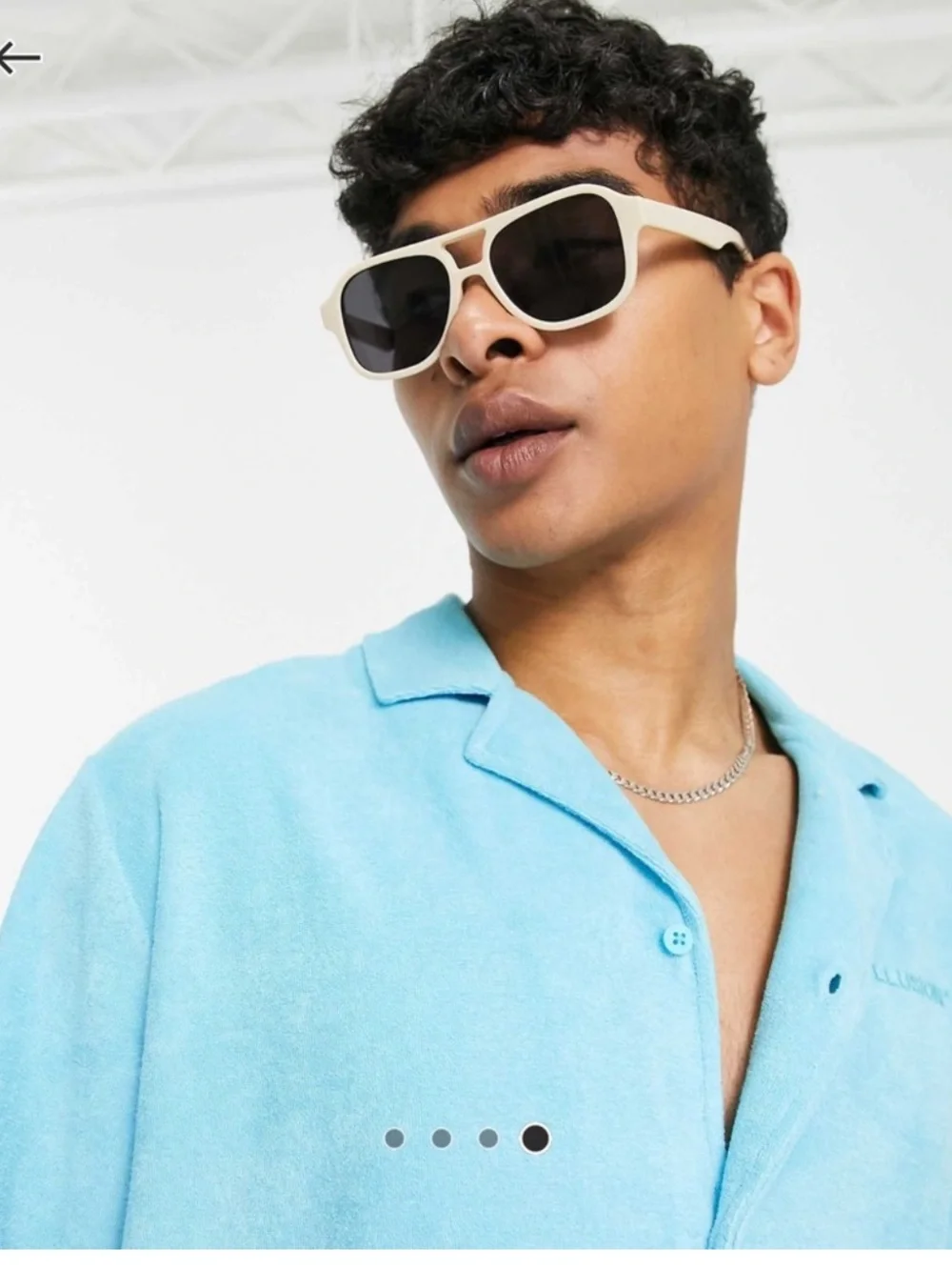 ASOS Collusion Terrycloth Button-Up Shirt in Aqua Blue - Picture 5 of 11